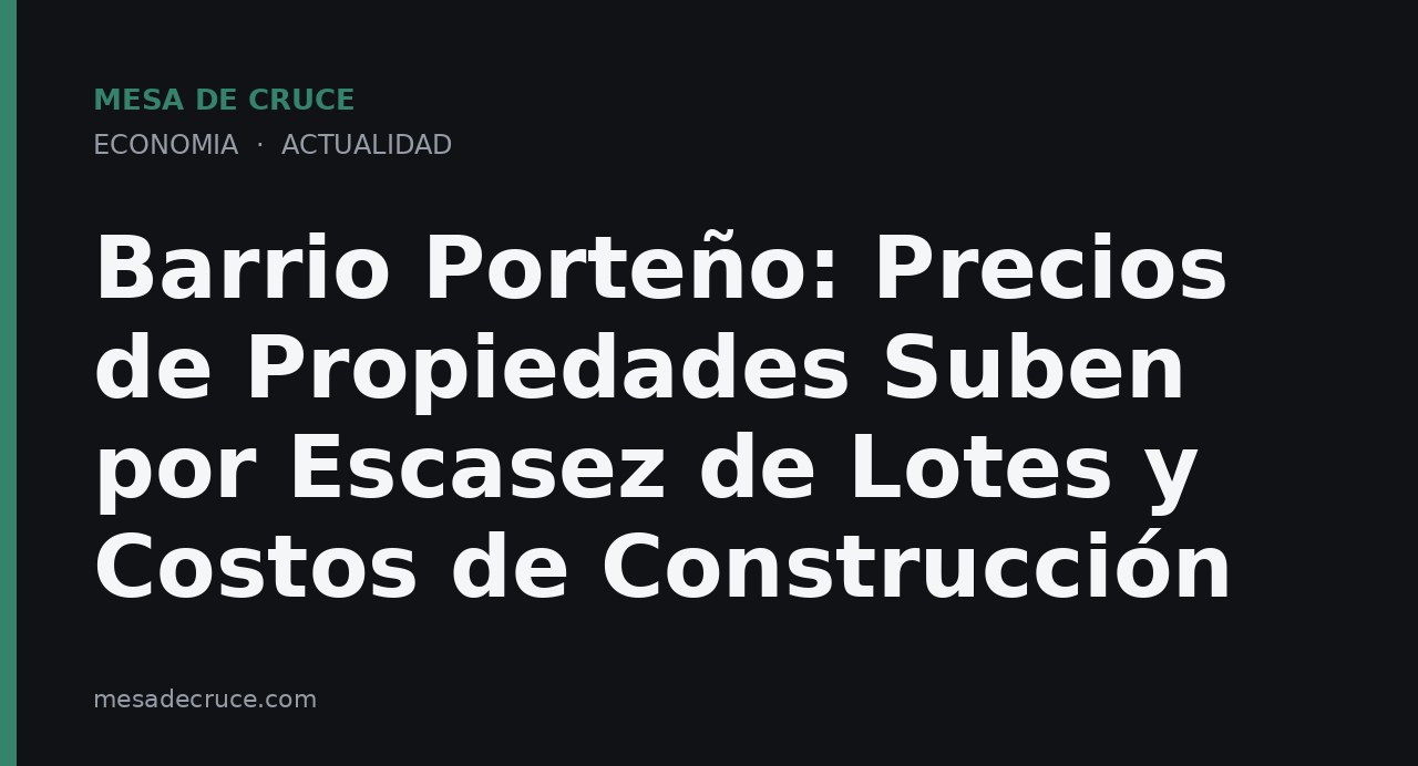 Barrio Porteño: Precios de Propiedades Suben por Escasez de Lotes y Costos de Construcción