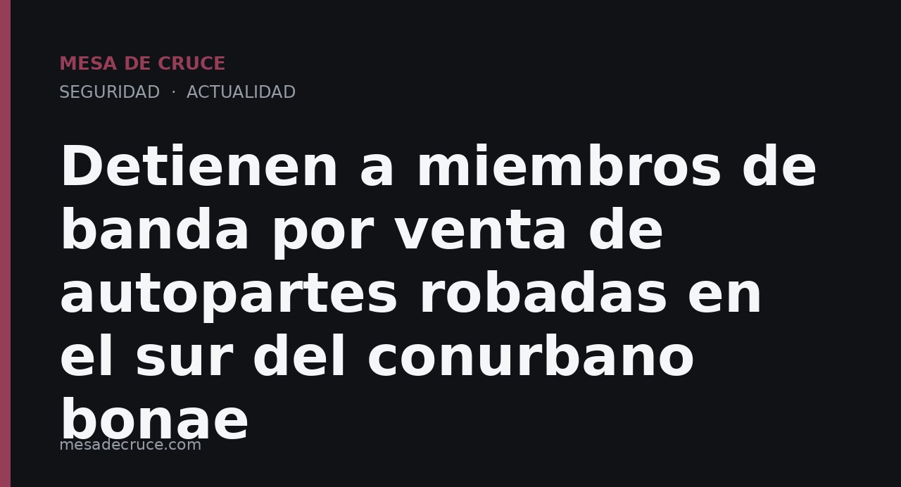 Detienen a miembros de banda por venta de autopartes robadas en el sur del conurbano bonae