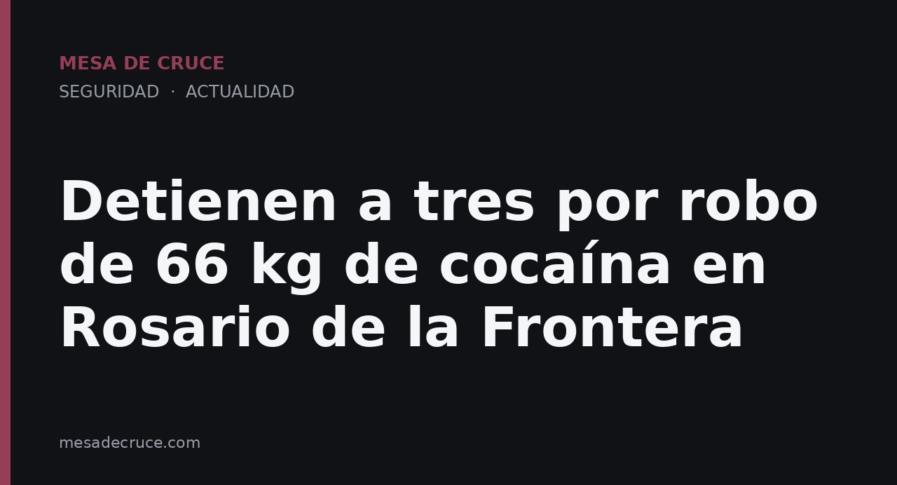 Detienen a tres por robo de 66 kg de cocaína en Rosario de la Frontera