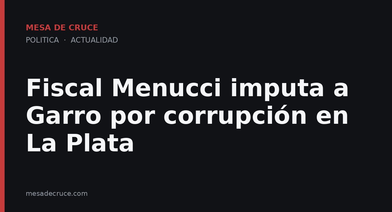 Fiscal Menucci imputa a Garro por corrupción en La Plata