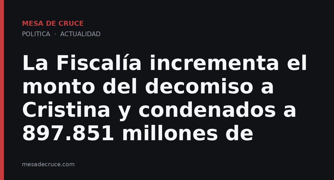La Fiscalía incrementa el monto del decomiso a Cristina y condenados a 897.851 millones de