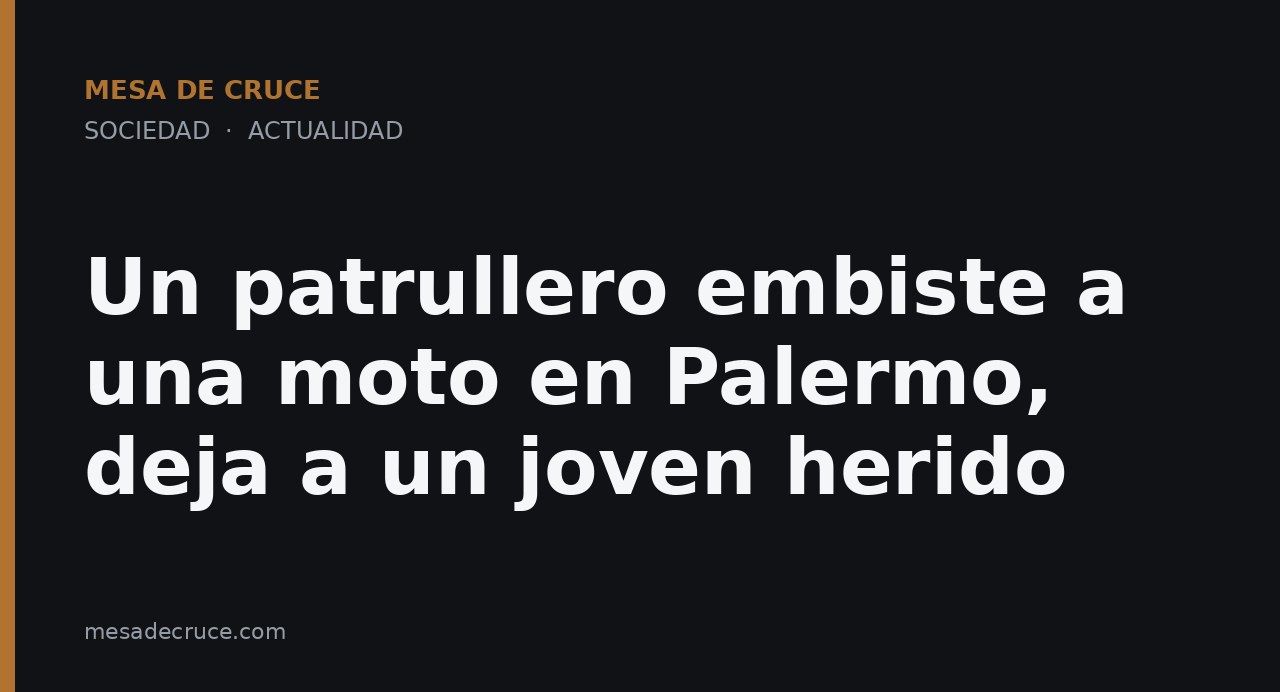 Un patrullero embiste a una moto en Palermo, deja a un joven herido